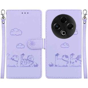 For Tecno Spark 30 4G Cute Cats RFID Leather Phone Case(Purple)