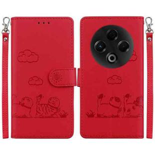 For Tecno Spark 30 4G Cute Cats RFID Leather Phone Case(Red)