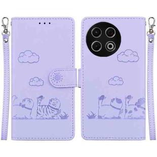 For Tecno Spark 30 Pro Cute Cats RFID Leather Phone Case(Purple)