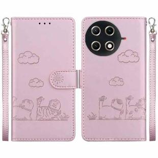 For Tecno Camon 30S / Camon 30S Pro Cute Cats RFID Leather Phone Case(Rose Gold)
