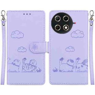 For Tecno Camon 30S / Camon 30S Pro Cute Cats RFID Leather Phone Case(Purple)