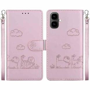 For Tecno Pop 10 / Spark Go 2 4G Cute Cats RFID Leather Phone Case(Rose Gold)