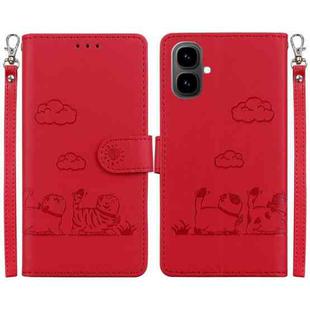 For Tecno Pop 10 / Spark Go 2 4G Cute Cats RFID Leather Phone Case(Red)
