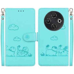 For Tecno Pop 9 5G / Spark 30C 5G Cute Cats RFID Leather Phone Case(Green)