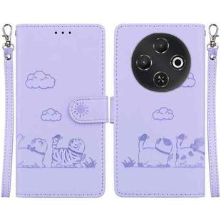 For Tecno Pop 9 5G / Spark 30C 5G Cute Cats RFID Leather Phone Case(Purple)