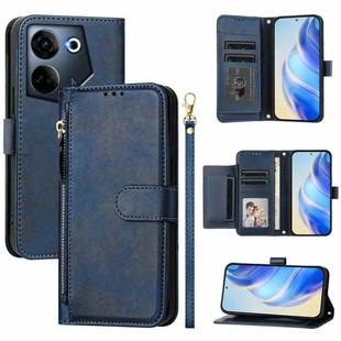 For Tecno Camon 20 4G / Camon 20 Pro 4G Multi-Card Slots Zipper Wallet Leather Phone Case(Blue)