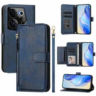 For Tecno Camon 20 Premier Multi-Card Slots Zipper Wallet Leather Phone Case(Blue)