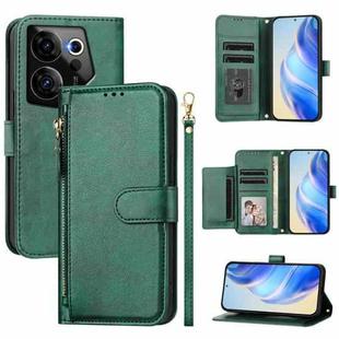 For Tecno Camon 20 Premier Multi-Card Slots Zipper Wallet Leather Phone Case(Green)