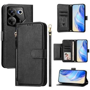 For Tecno Camon 20 Pro 5G Multi-Card Slots Zipper Wallet Leather Phone Case(Black)