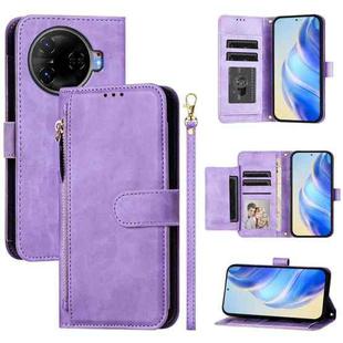 For Tecno Camon 30 Pro 5G Multi-Card Slots Zipper Wallet Leather Phone Case(Purple)