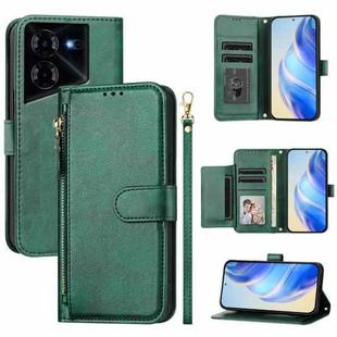 For Tecno Pova 5 Multi-Card Slots Zipper Wallet Leather Phone Case(Green)