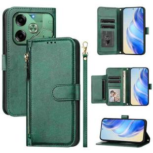 For Tecno Pova 6 4G Multi-Card Slots Zipper Wallet Leather Phone Case(Green)