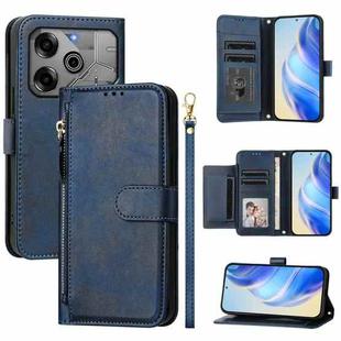 For Tecno Spark Go 2021 Multi-Card Slots Zipper Wallet Leather Phone Case(Blue)