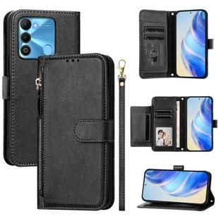 For Tecno Spark Go 2022 / Spark 8C / Spark 9 Multi-Card Slots Zipper Wallet Leather Phone Case(Black)