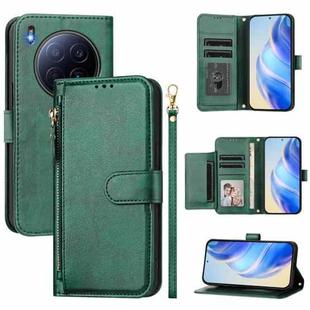 For Tecno Camon 40 Premier Multi-Card Slots Zipper Wallet Leather Phone Case(Green)