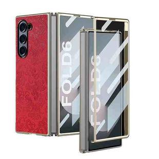 For Samsung Galaxy Z Fold6 Integrated Cloud Dragon Pattern Fold Phone Case(Red)