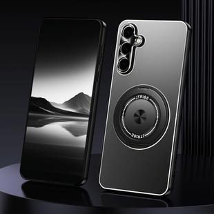 For Samsung Galaxy S24+ 5G Rotating Holder Frosted Metal Phone Case(Black)