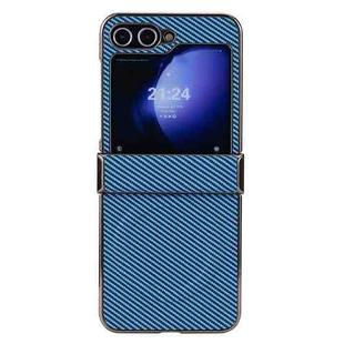 For Samsung Galaxy Z Flip6 Three Parts Plating Frame MagSafe Carbon Fiber Fold Phone Case(Blue)