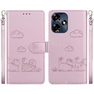 For Infinix Hot 30 4G Cute Cats RFID Leather Phone Case(Rose Gold)