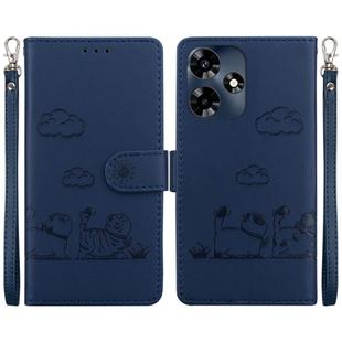 For Infinix Hot 30 4G Cute Cats RFID Leather Phone Case(Blue)