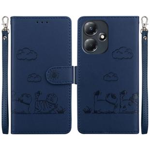 For Infinix Hot 30 Play Cute Cats RFID Leather Phone Case(Blue)