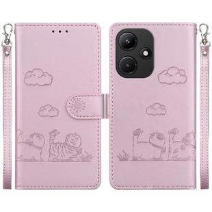 For Infinix Hot 30i Cute Cats RFID Leather Phone Case(Rose Gold)