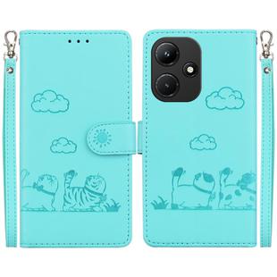 For Infinix Hot 30i Cute Cats RFID Leather Phone Case(Green)