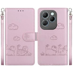 For Infinix Hot 40 / 40 Pro Cute Cats RFID Leather Phone Case(Rose Gold)