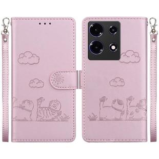 For Infinix Note 30 5G / 4G Cute Cats RFID Leather Phone Case(Rose Gold)