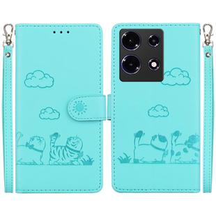 For Infinix Note 30 5G / 4G Cute Cats RFID Leather Phone Case(Green)