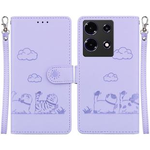 For Infinix Note 30 5G / 4G Cute Cats RFID Leather Phone Case(Purple)