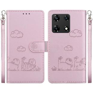 For Infinix Note 30 Pro Cute Cats RFID Leather Phone Case(Rose Gold)
