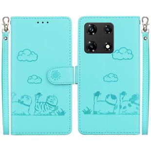 For Infinix Note 30 Pro Cute Cats RFID Leather Phone Case(Green)