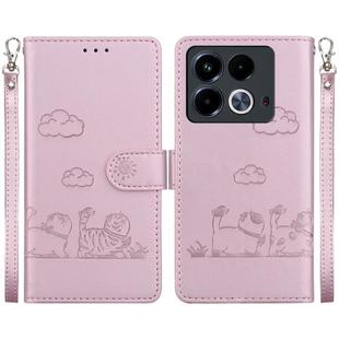 For Infinix Note 40 4G Cute Cats RFID Leather Phone Case(Rose Gold)