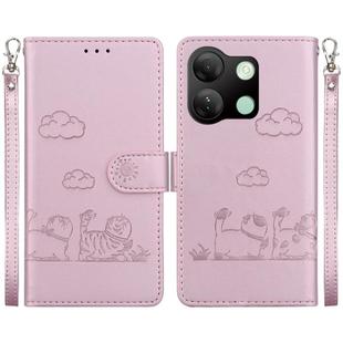 For Infinix Smart 7 HD Cute Cats RFID Leather Phone Case(Rose Gold)