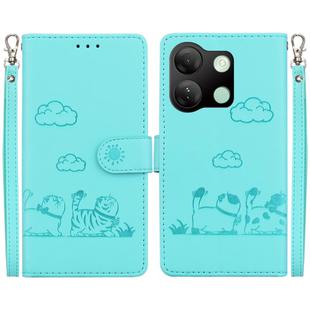 For Infinix Smart 7 HD Cute Cats RFID Leather Phone Case(Green)