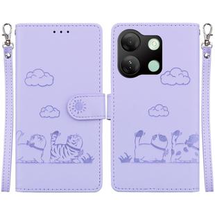 For Infinix Smart 7 HD Cute Cats RFID Leather Phone Case(Purple)