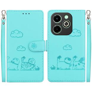 For Infinix Smart 8 / 8 HD / Hot 40i Cute Cats RFID Leather Phone Case(Green)