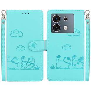 For Infinix Zero 30 5G Cute Cats RFID Leather Phone Case(Green)