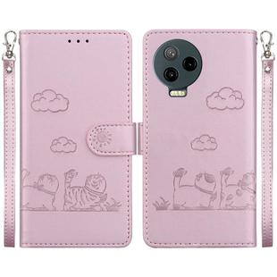 For Infinix Note 12 Pro 4G / Note 12 Cute Cats RFID Leather Phone Case(Rose Gold)