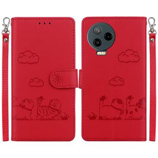For Infinix Note 12 Pro 4G / Note 12 Cute Cats RFID Leather Phone Case(Red)