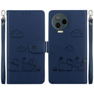 For Infinix Note 12 Pro 4G / Note 12 Cute Cats RFID Leather Phone Case(Blue)