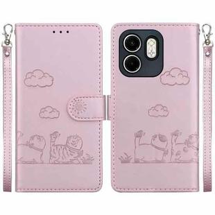 For Infinix Hot 50i / Smart 9 Cute Cats RFID Leather Phone Case(Rose Gold)