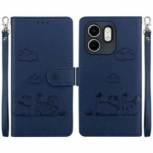 For Infinix Hot 50i / Smart 9 Cute Cats RFID Leather Phone Case(Blue)