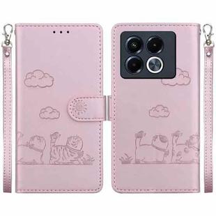 For Infinix Note 40 5G Cute Cats RFID Leather Phone Case(Rose Gold)