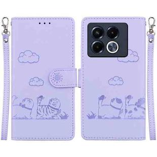 For Infinix Note 40 5G Cute Cats RFID Leather Phone Case(Purple)