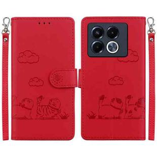 For Infinix Note 40 5G Cute Cats RFID Leather Phone Case(Red)