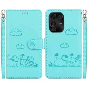 For Infinix Note 50 Pro+ Cute Cats RFID Leather Phone Case(Green)