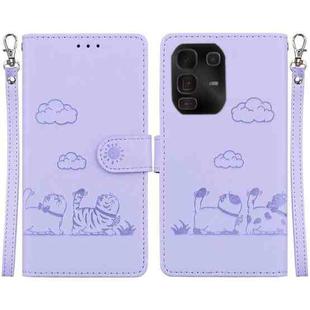 For Infinix Note 50 Pro+ Cute Cats RFID Leather Phone Case(Purple)