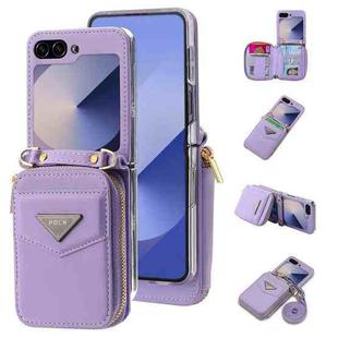 For Samsung Galaxy Z Flip6 POLA Multi-Card Slots Zipper Wallet Phone Case(Purple)